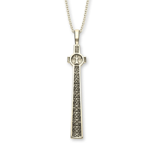 Iona Maclean's Cross Pendant - Gold shown on white background with close up of detail
