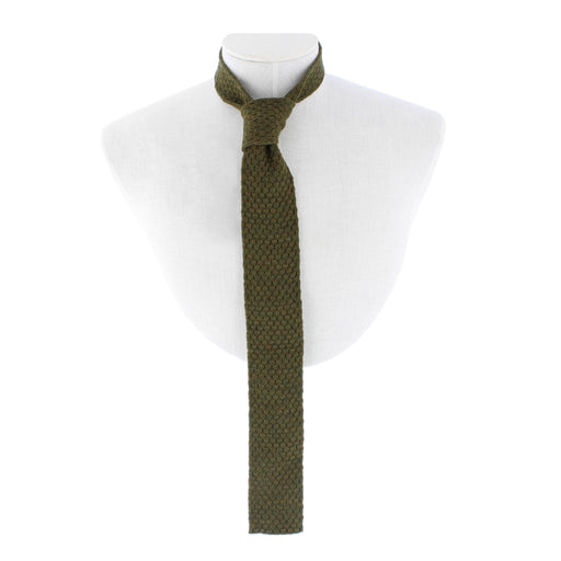 bracken coloured woven wool honeycombe neck tie