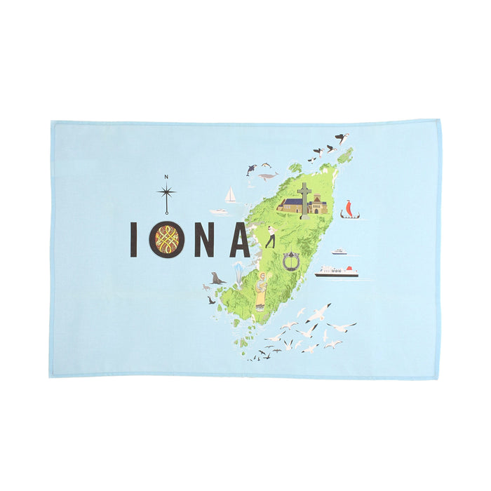 iona map cotton kitchen tea towel scottish
