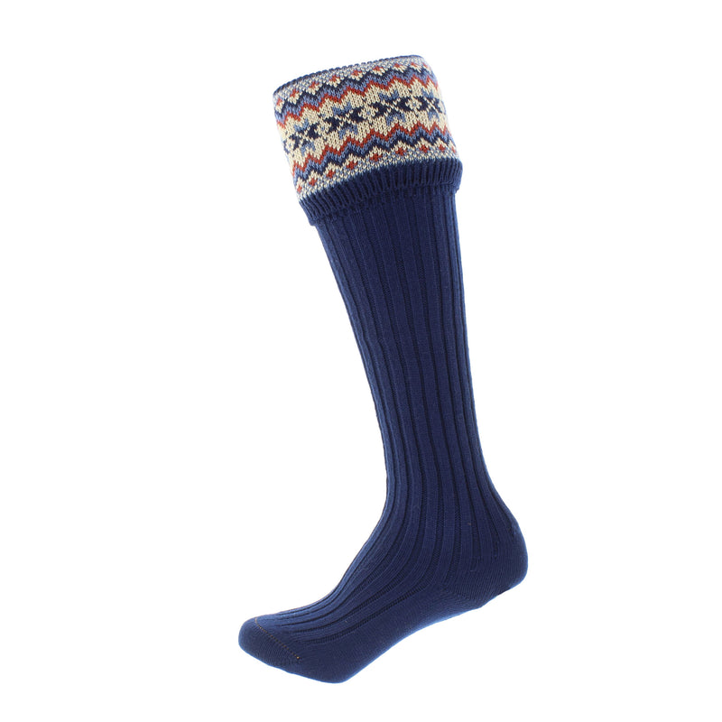 ladies fairisle wool socks in navy