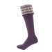 Fairisle Ladies Socks Thistle knee length plain design with fold over wool top with pattern