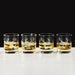 set of 4 stag tumblers shown with whisky in each