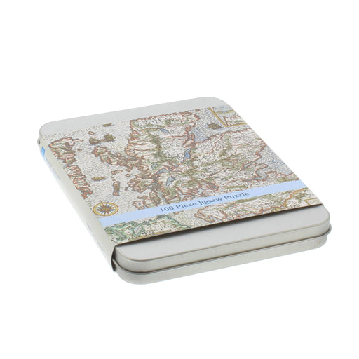 ancient map of scotland travel jigsaw in tin box with presentation card sleeve