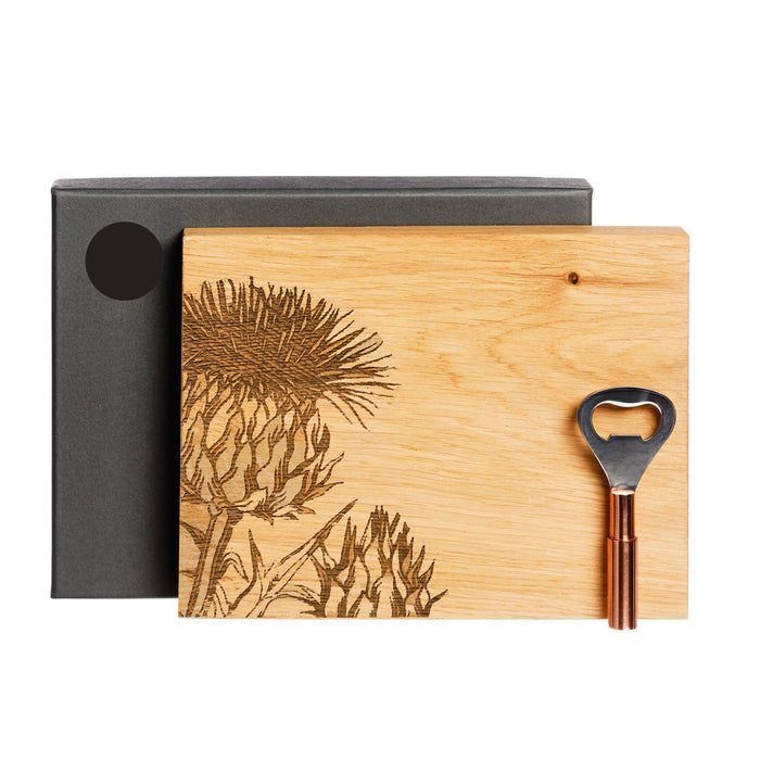 thistle board and bottle opener