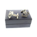 pewter thistle cufflinks show on top of box